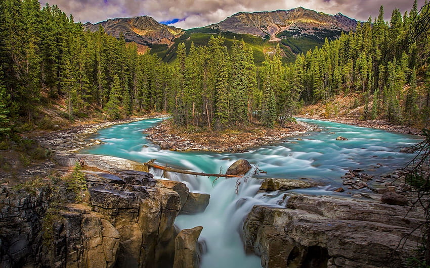 Enchanted Forest River Wasserfälle, Wasserfälle, Felsen, Bäume, Flüsse, Natur, Wälder, Berge HD-Hintergrundbild