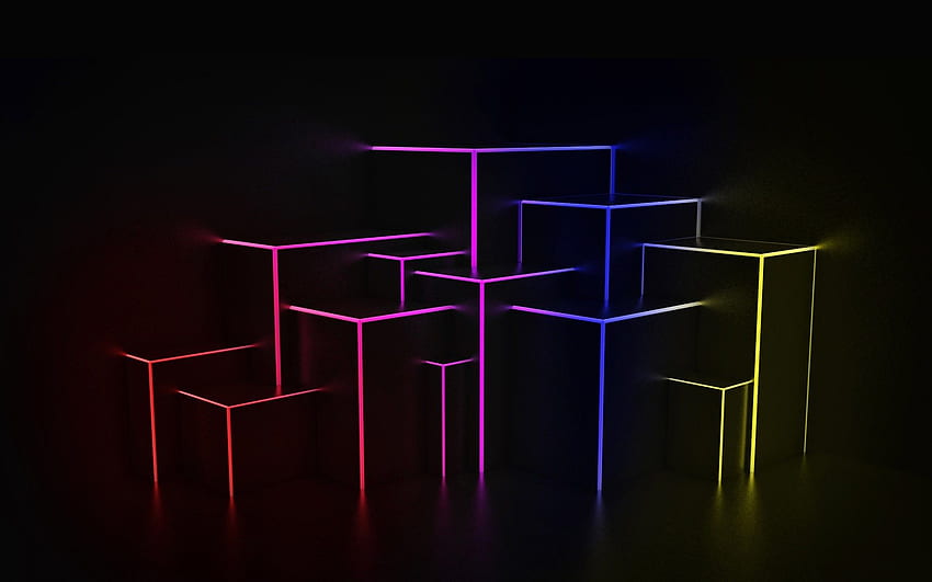 Espaço original, luz, linhas, formas, fundo neon, WallpapeprsCraft. Preto , Design de tema papel de parede HD