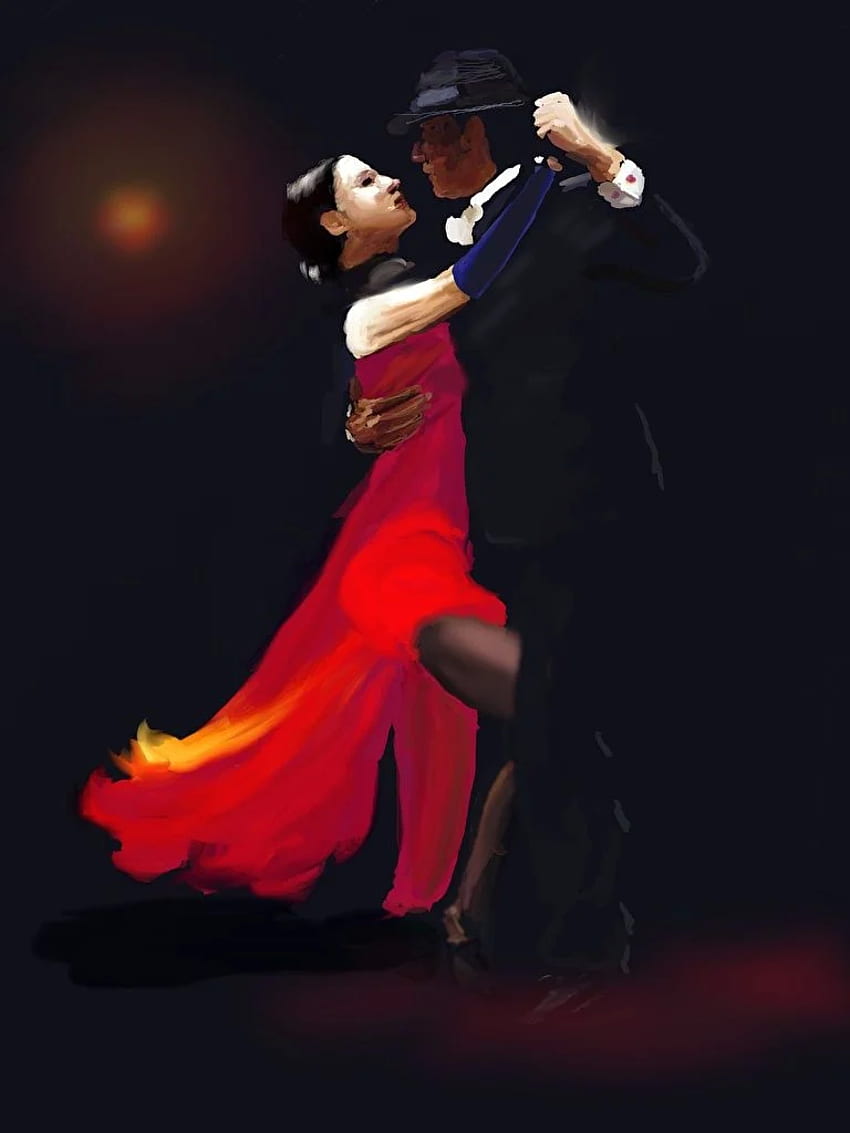 Dancing Tango 2 young woman Painting Art, Latin Dancing HD phone wallpaper