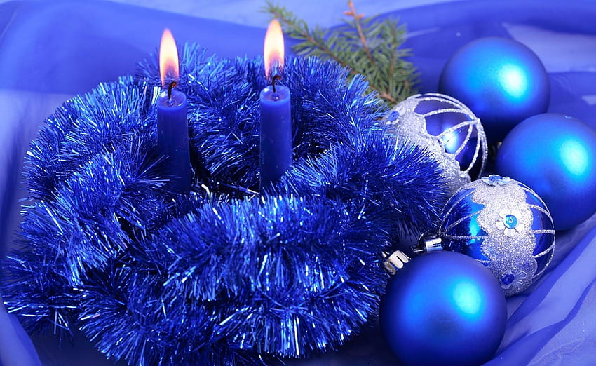 Holidays, New Year, Candles, Christmas, Holiday, Branch, Needles, Christmas Decorations, Christmas Tree Toys, Tinsel HD wallpaper