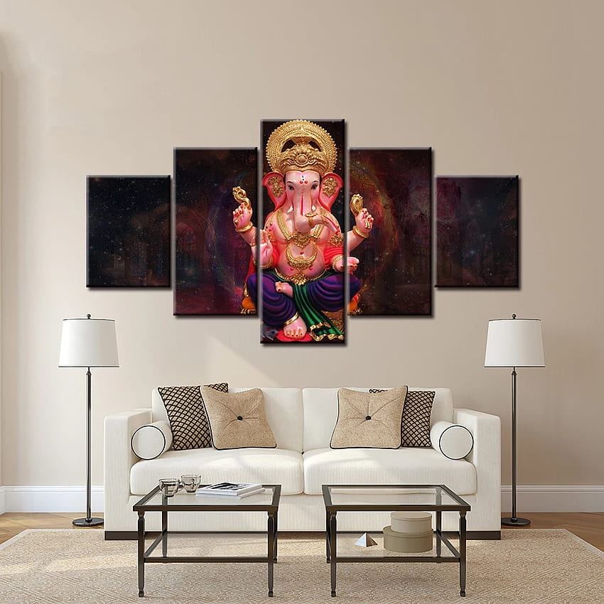Panel Canvas Painting for living room Home Decor God of india Lord Ganesha abstract Wall Art Painting . Painting & Calligraphy. - AliExpress, India Style HD phone wallpaper