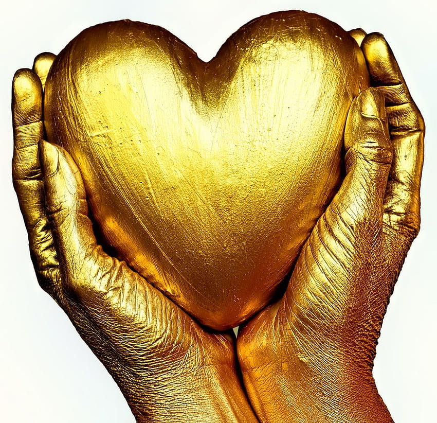 Gold Heart, Golden Heart HD wallpaper