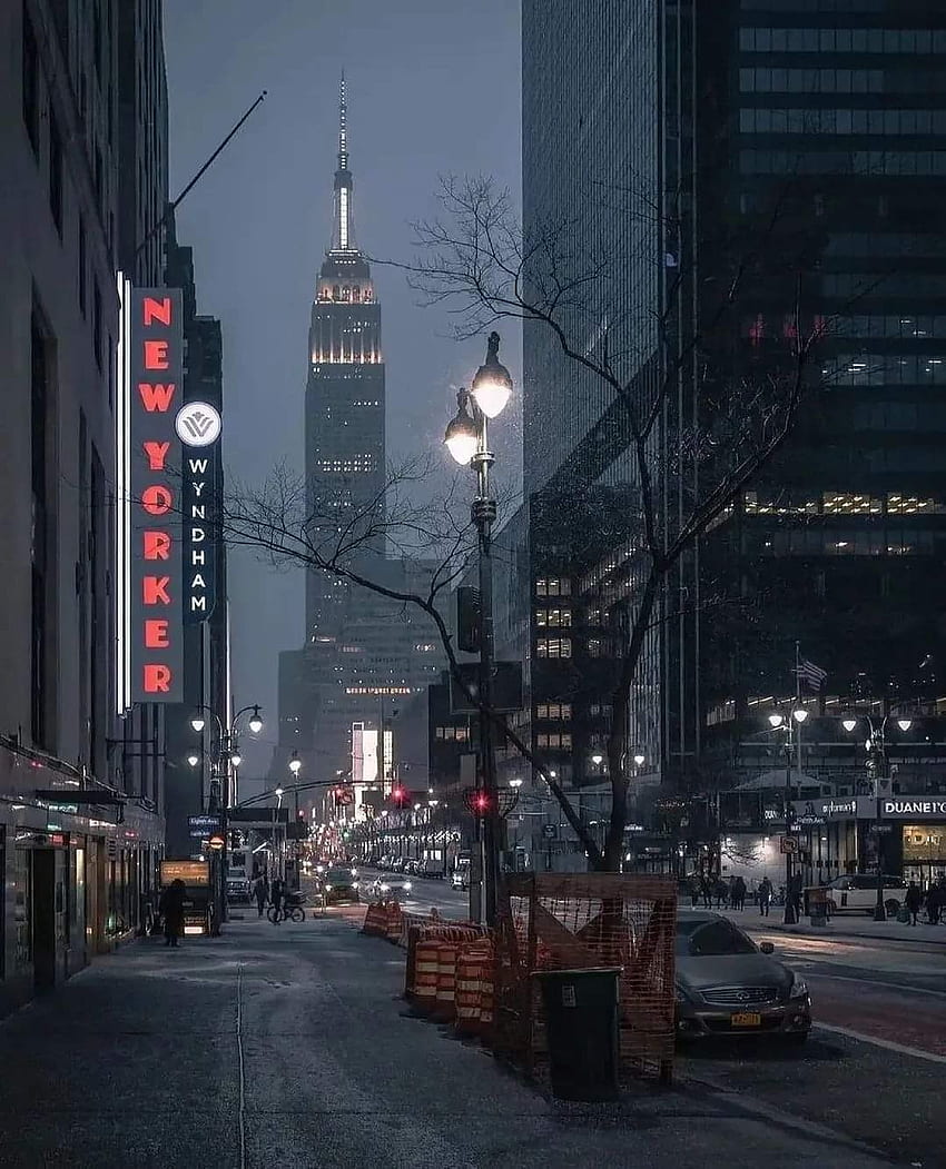 Empire state building, sky, street_light HD phone wallpaper