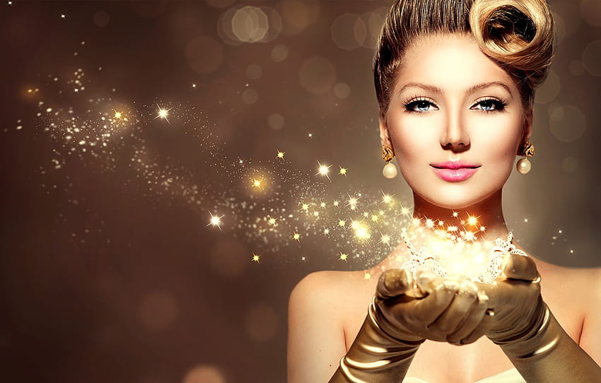 girl, decoration, face, style, model, gold, Anna Subbotina for , section стиль, Golden Woman HD wallpaper