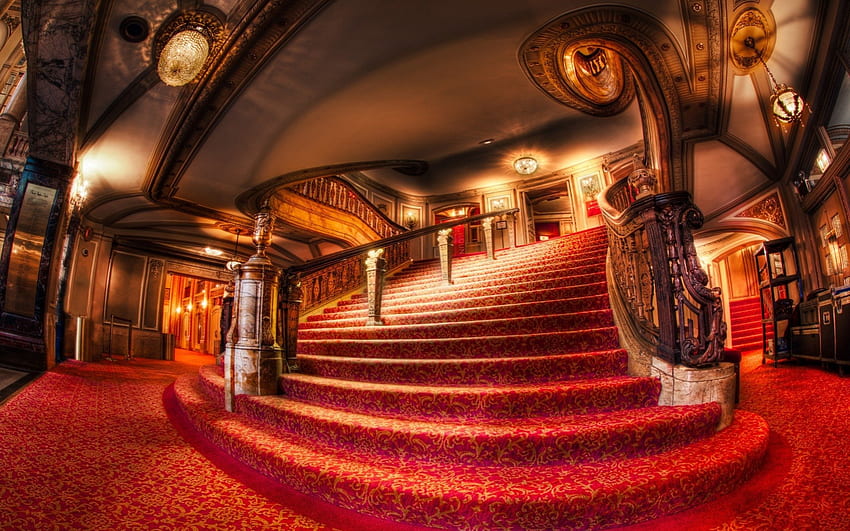 büyük tiyatro girişi r, halı, merdiven, tiyatro, kırmızı, giriş, r HD duvar kağıdı
