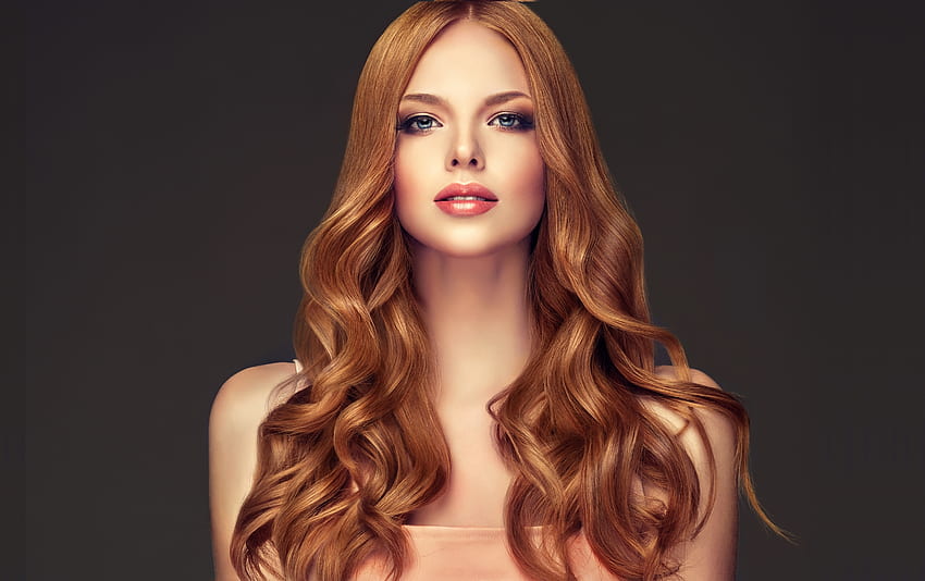 Red head, long hair, girl model, beautiful HD wallpaper