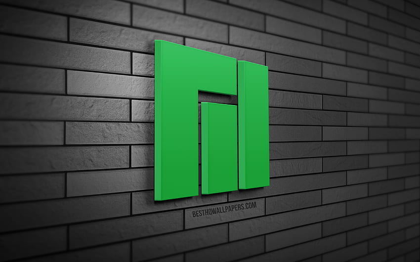 Manjaro 3D logo, , gray brickwall, creative, Linux, Manjaro logo, 3D art, Manjaro new logo, Manjaro HD wallpaper