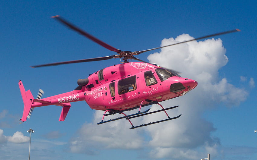 Bell 427, American helicopter, passenger helicopter, Bell Helicopter Textron, N533HC, pink helicopter HD wallpaper
