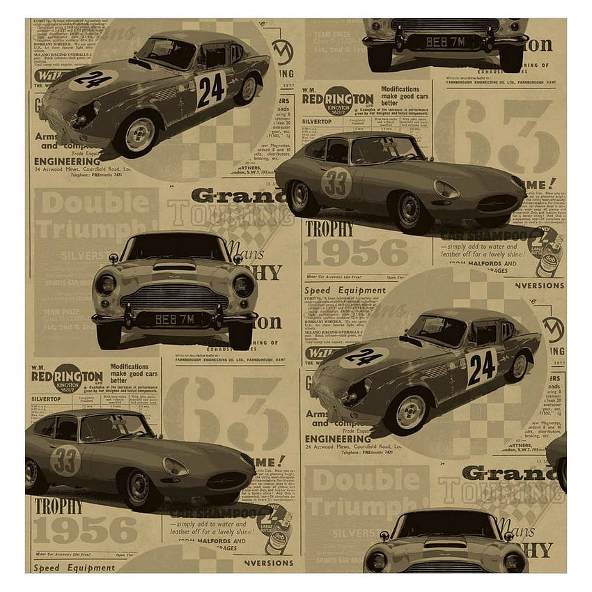BROWN RETRO VINTAGE OLD CARS LUXURY HEAVY FEATURE DESIGNER FD40392. bedroom, Kids bedroom , Vintage race car HD phone wallpaper