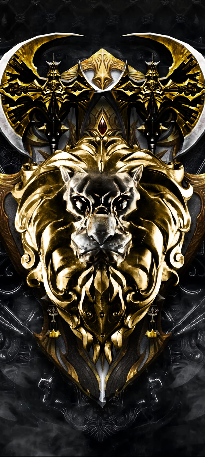 Złoty Król Lew, piękny, drzwi, premia, zwierzę, luksus Tapeta na telefon HD