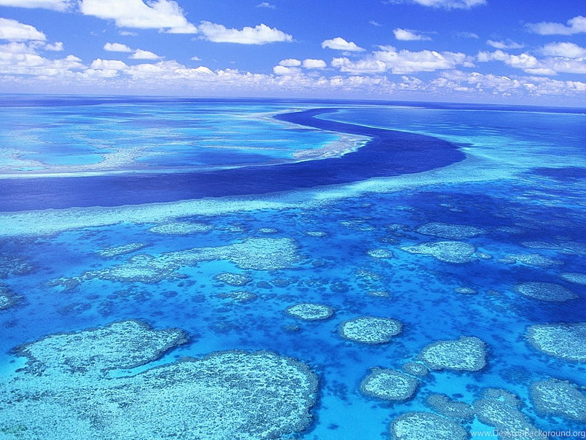 Australia Great Barrier Reef Aerial View Background HD wallpaper