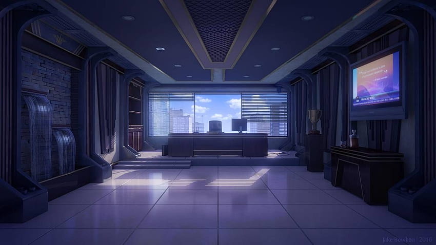 Büro des CEO. Anime-Hintergrund, interaktiver Episodenhintergrund, Anime-Hintergrund, Anime-Gamer-Raum HD-Hintergrundbild
