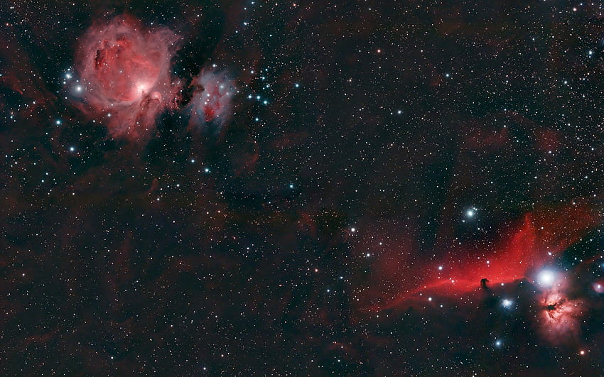 Orion Przestrzeń Gwiazdy Czerwona Czarna Mgławica NASA Tapeta HD