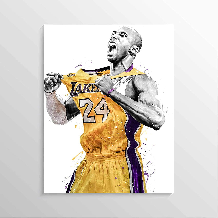 Kobe Bryant Print, plakat Kobe Bryant, Los Angeles Lakers plakat, koszykówka Wall art, wystrój koszykówki, plakat NBA, akwarela nadruk koszykówki: ręcznie robione produkty, rysunek Kobe Bryant Tapeta na telefon HD