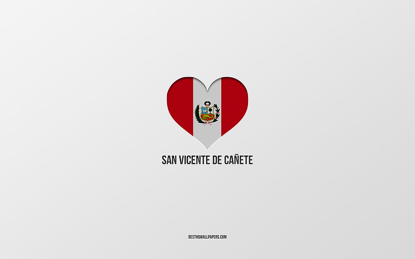 나는 San Vicente de Canete, 페루 도시, San Vicente de Canete의 날, 회색 배경, 페루, San Vicente de Canete, 페루 국기 심장, 좋아하는 도시, 사랑 San Vicente de Canete HD 월페이퍼