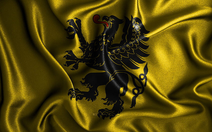 Pomerania flag, , silk wavy flags, polish voivodeships, Day of Pomerania, fabric flags, Flag of Pomerania, 3D art, Pomerania, Europe, Voivodeships of Poland, Pomerania 3D flag, Poland HD wallpaper