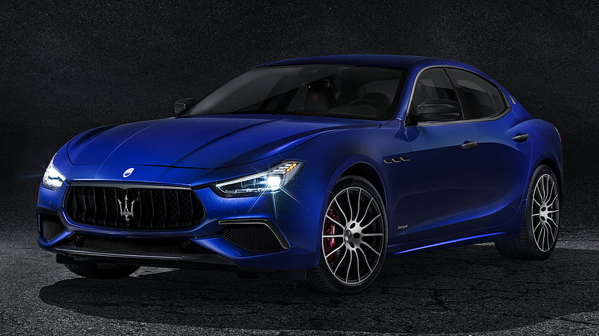 2018 Maserati Ghibli GranSport รถ สีน้ำเงิน ด้านหน้า วอลล์เปเปอร์ HD