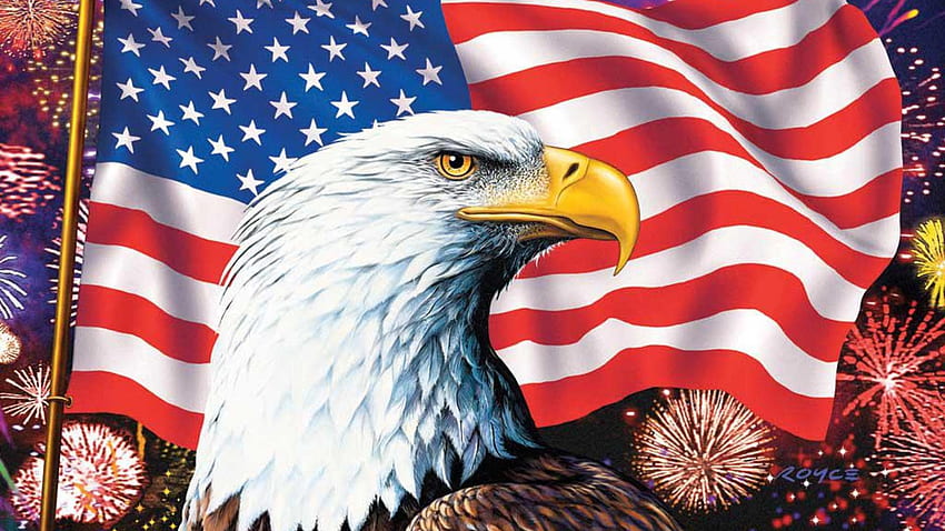 American Eagle, garis-garis, elang, ameriacan, bintang, bendera Wallpaper HD