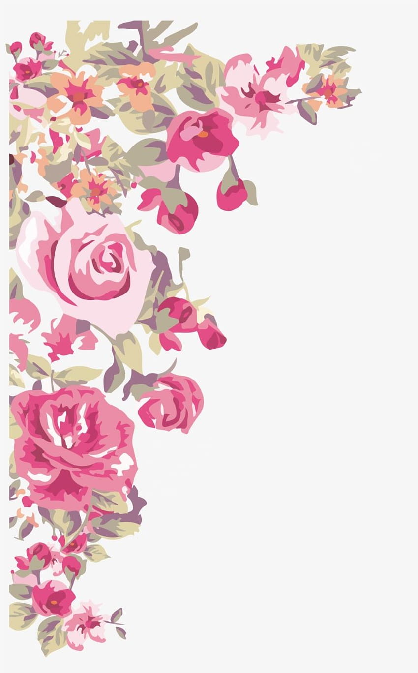 Flower Painted Transprent - Border Design Corner Flower - Transparent PNG, Floral Border HD phone wallpaper