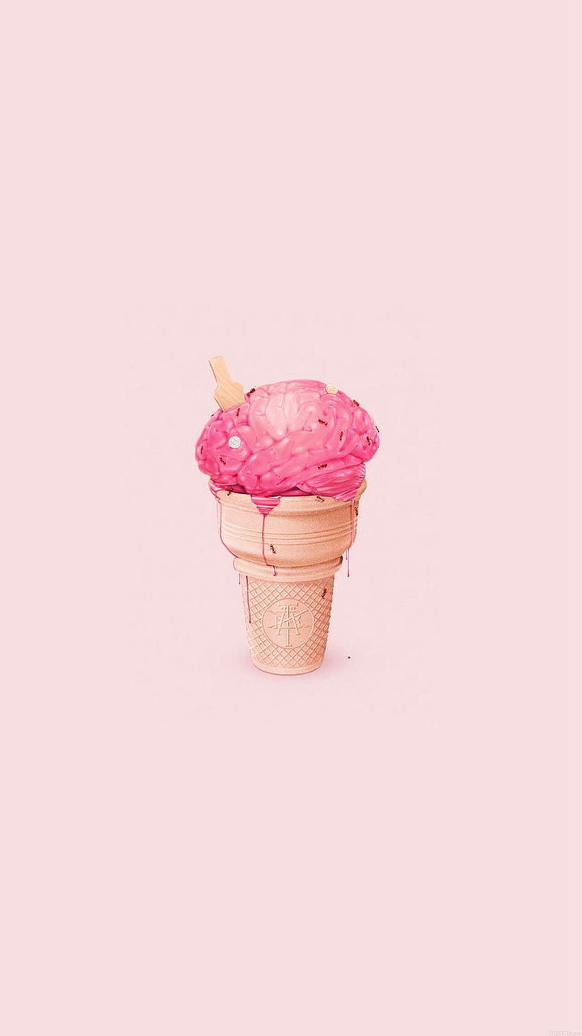Brain Icecream Illust Art Cute Pink iPhone 8, simple y lindo fondo de pantalla del teléfono
