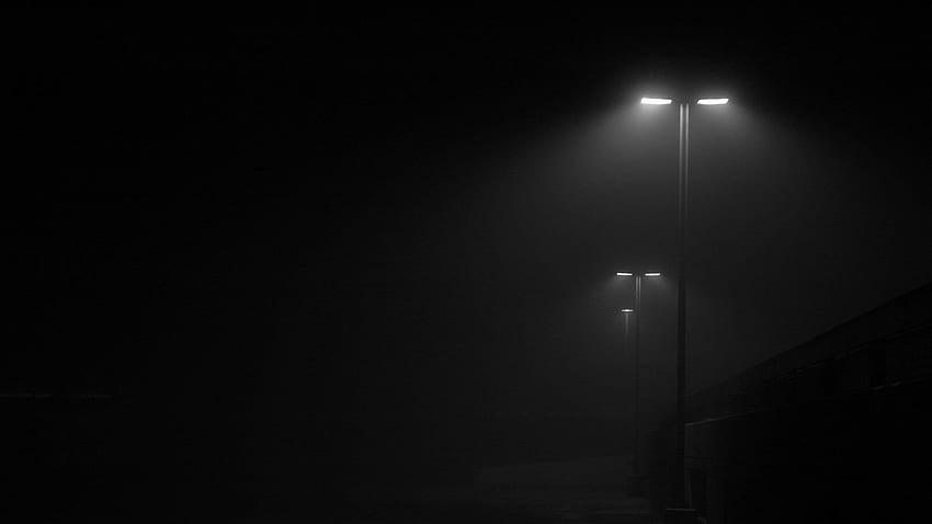 Schwarze Außenlampe, Nebel, Straßenlaterne, Minimalismus • For You For & Mobile, Dark Foggy Night HD-Hintergrundbild