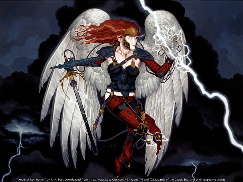 Lightning Angel, foudre, ange, ailé, guerrier Fond d'écran HD