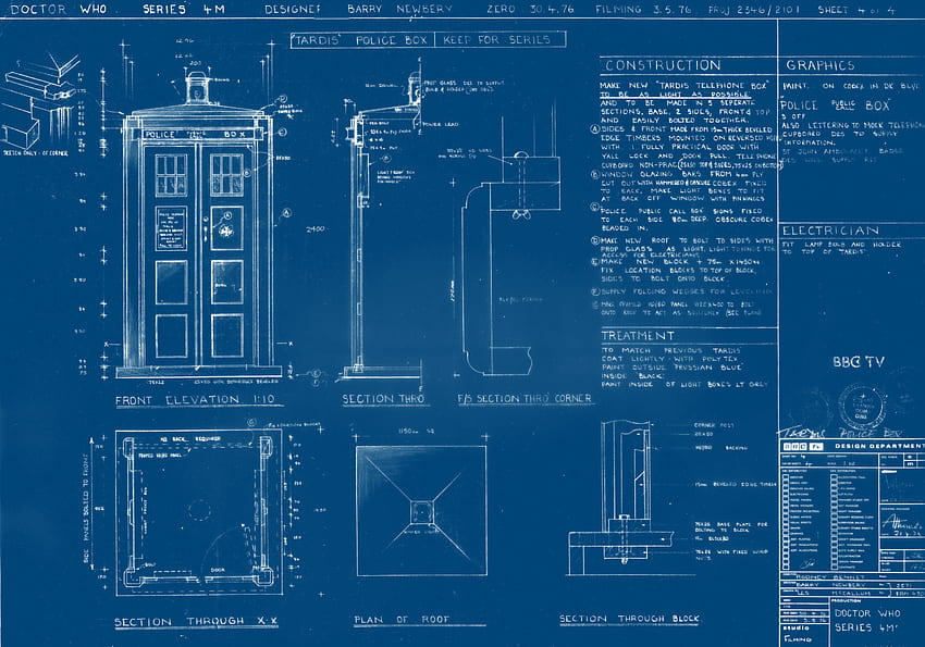 クールな TARDIS の設計図 [] :, 工学図面 高画質の壁紙