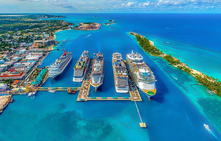 mer, paquebots, Bahamas, Nassau pour , section город - Fond d'écran HD