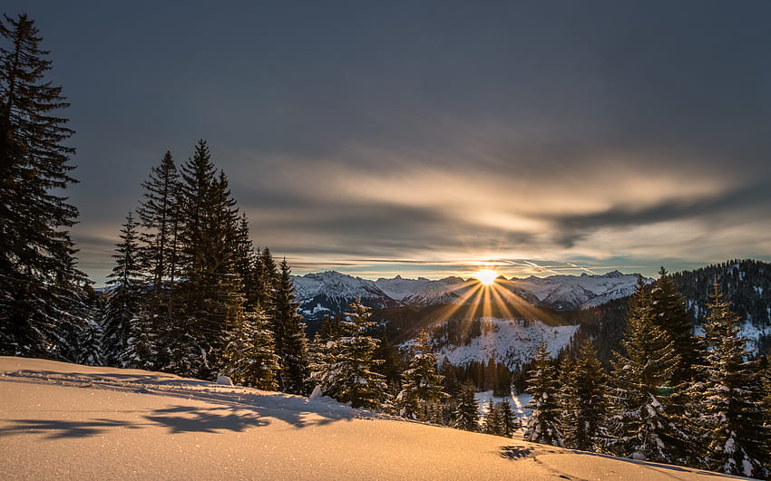 Winter, Natur, Berge, Schnee, Sonnenlicht, Ate HD-Hintergrundbild