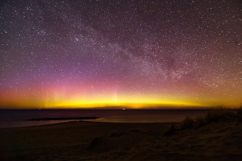 Dunkel, Sternenhimmel, Milchstraße, Nordlichter, Aurora Borealis, Aurora, Dänemark HD-Hintergrundbild