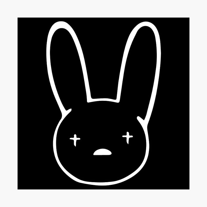 Plakat z logo Bad Bunny Oasis (biały na czarnym), logo Bad Bunny Tapeta na telefon HD
