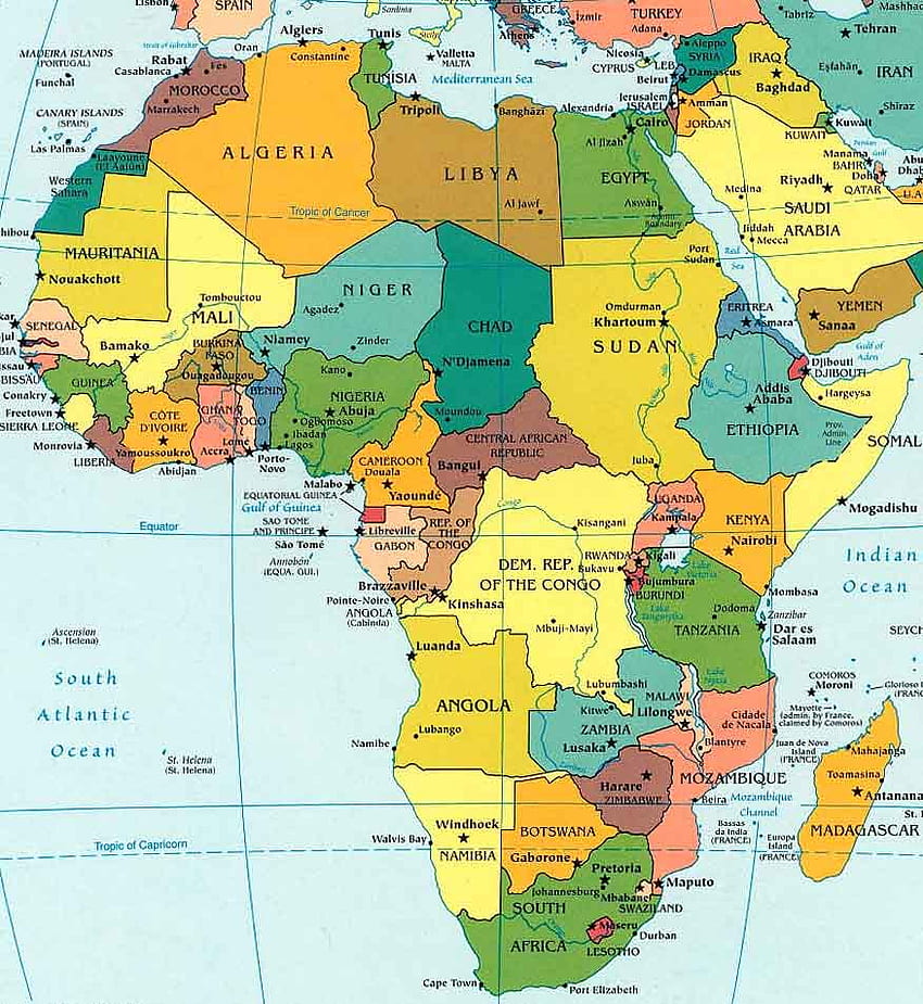 Карта на Африка, Африканска карта HD тапет за телефон