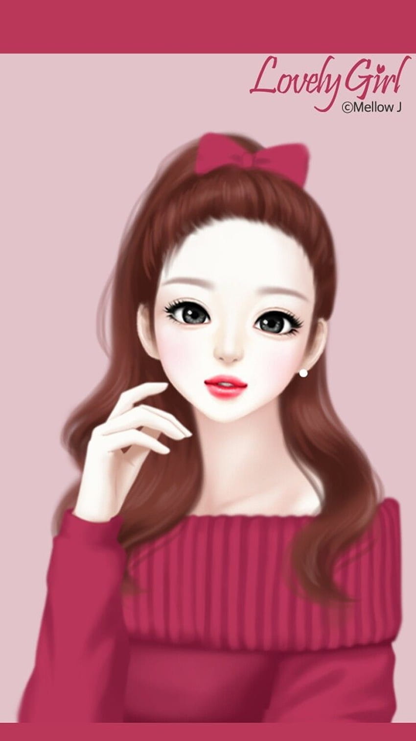 Linda garota de desenho animado, garota de anime coreana Papel de parede de celular HD