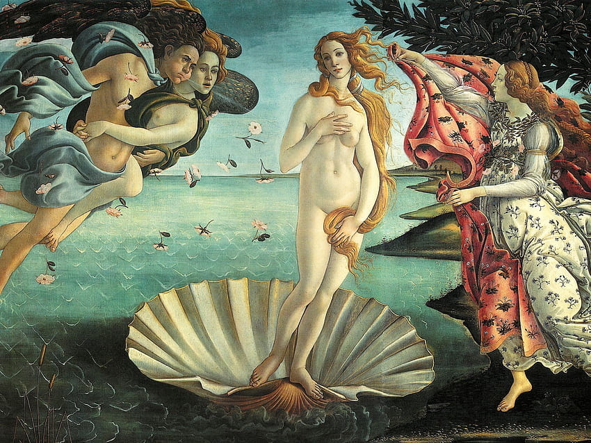 Dibujo y pintura: El nacimiento de Venus (Botticelli) fondo de pantalla