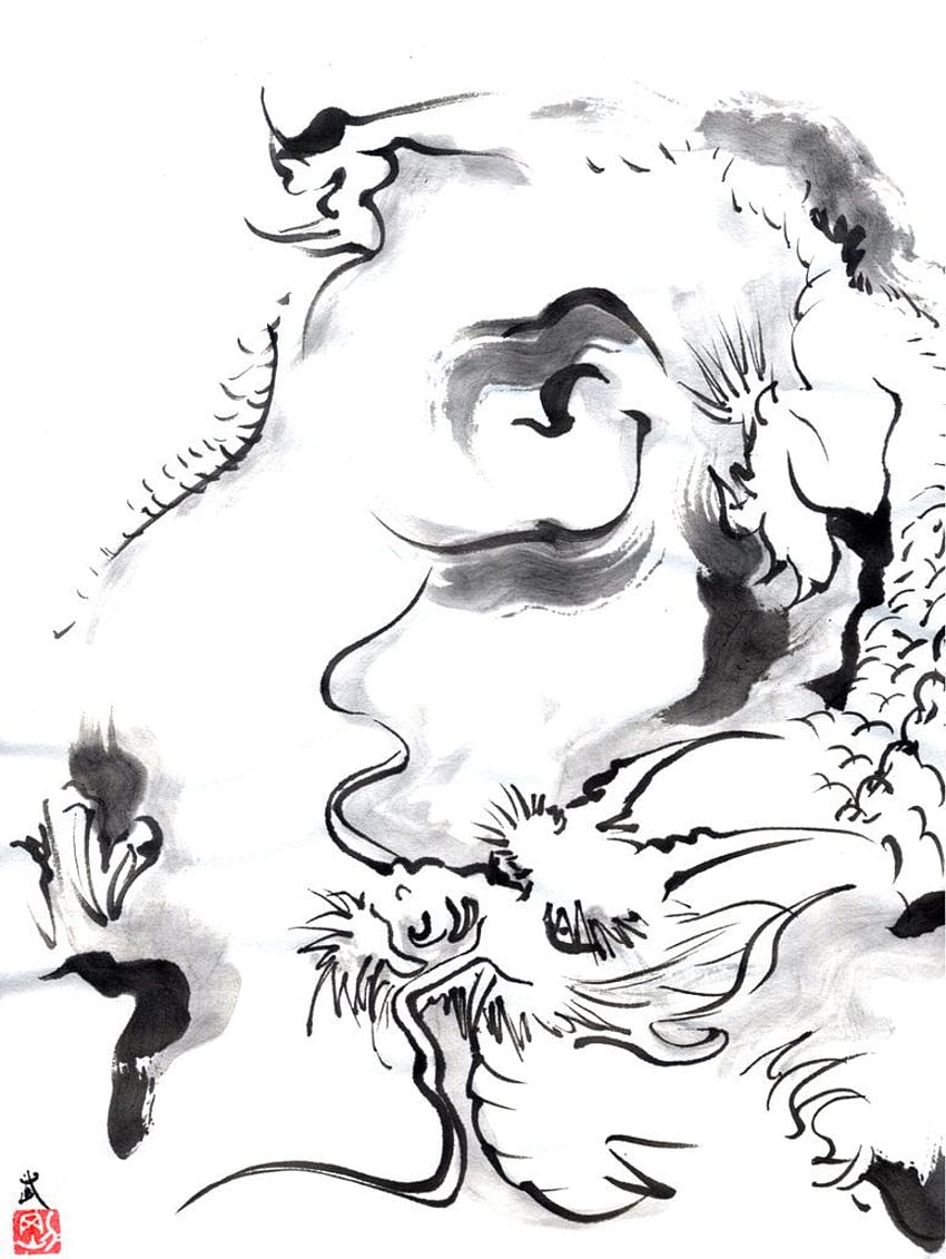 Dragon Sumi E Peinture Fond d'écran de téléphone HD