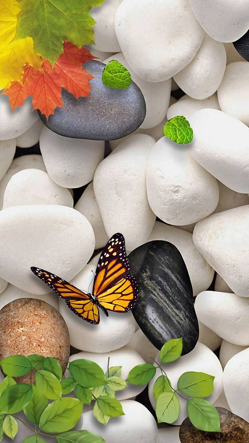 пеперуда, Природен камък HD тапет за телефон