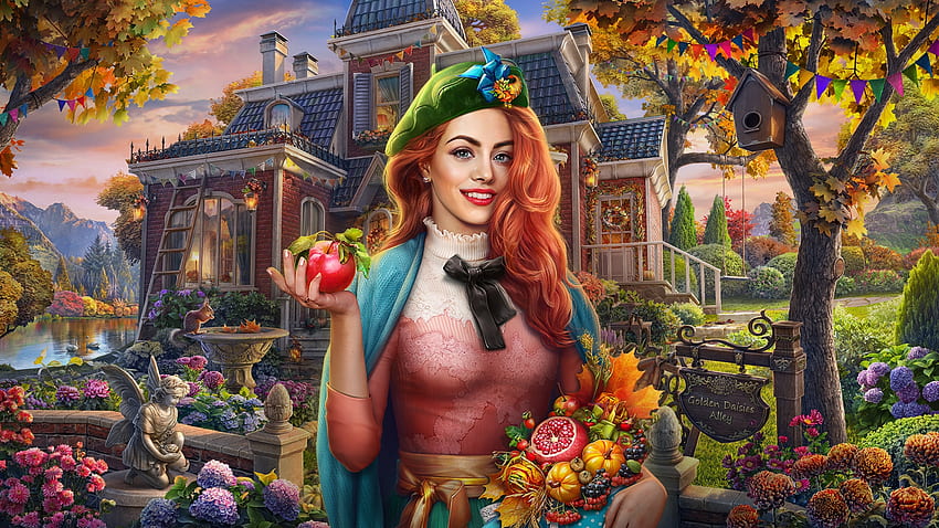 Thanksgiving, digital, fantasy, art, , beautiful, girl, woman HD wallpaper