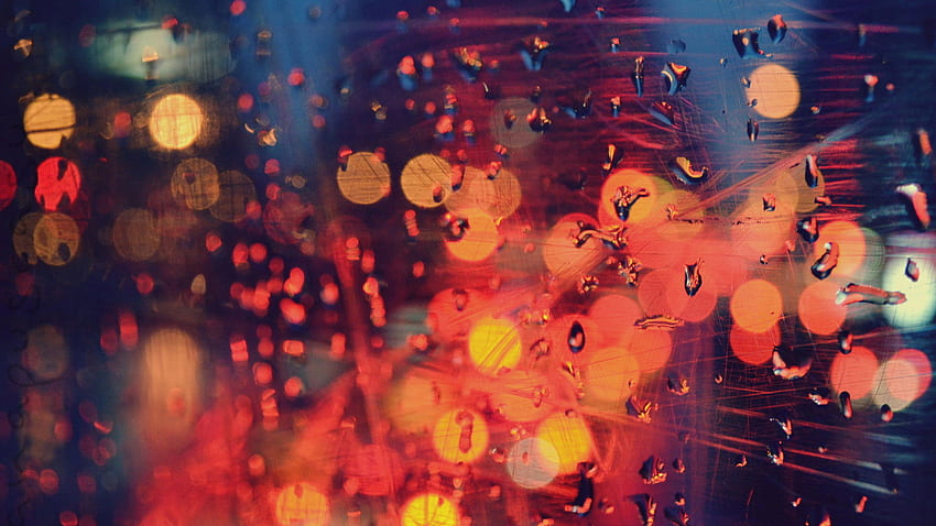 Luces de colores Bokeh Gotas de agua grafía de macro fondo de pantalla