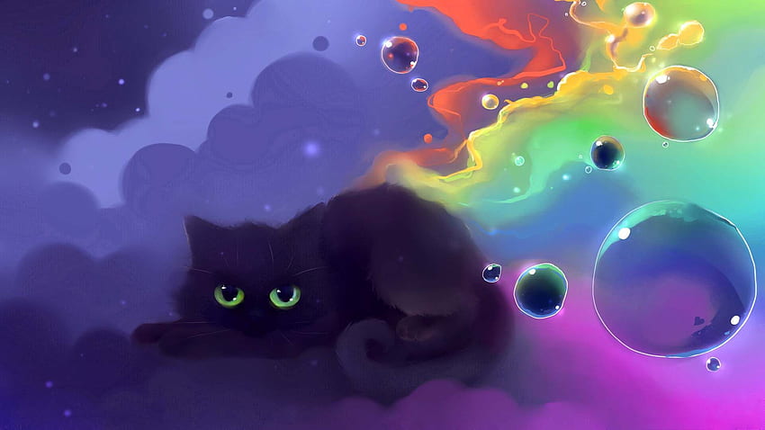 cat: April 2009, Cute Black Cat Cartoon HD wallpaper