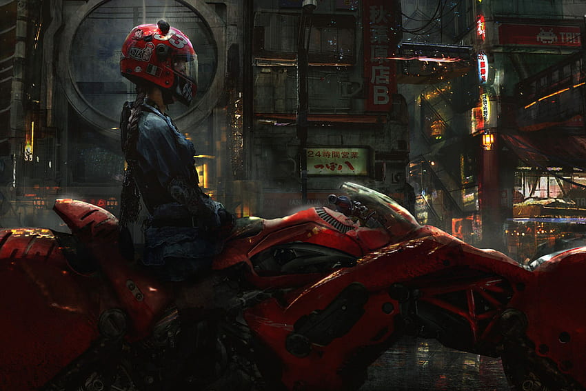 Wallpaper : ai art, cyberpunk, city, women, Biker girl 3136x1792