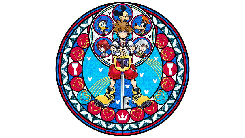 Kingdom Hearts Stained Glass Sora Riku Kairi Donald Dingo Goofy Mickey video game. Kingdom hearts, Kingdom, Heart HD wallpaper