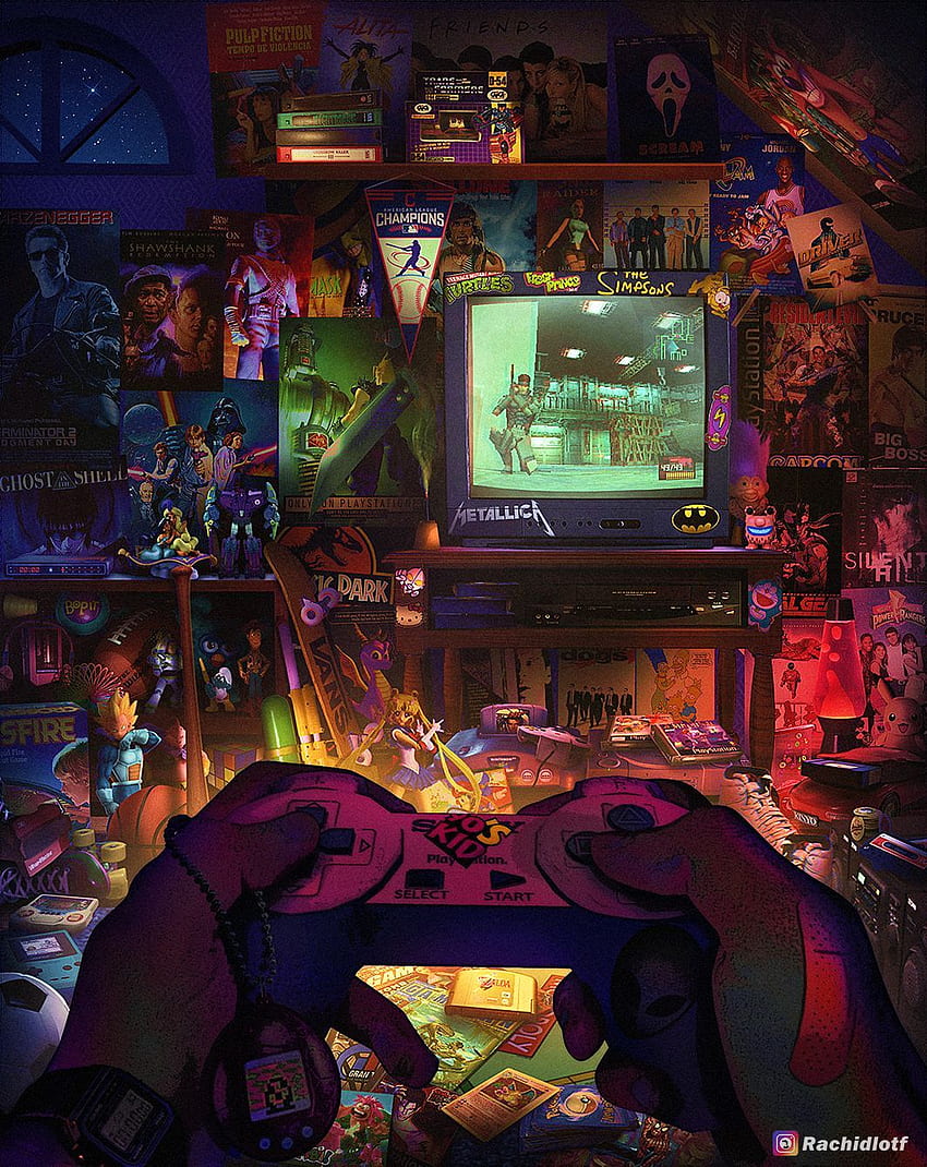 子供時代の部屋 2. レトロなビデオゲーム、ゲーム、ビデオ、レトロなゲームルーム HD電話の壁紙