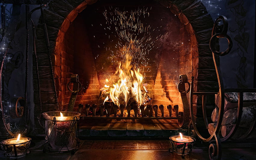 暖炉、コレクション t、薪の火 高画質の壁紙