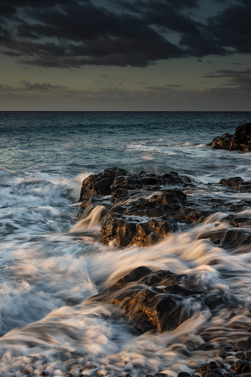 Nature, Water, Rocks, Spray, Lumps, Blocks HD phone wallpaper