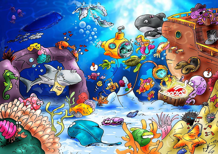 Underwater, Mixed Cartoon HD wallpaper