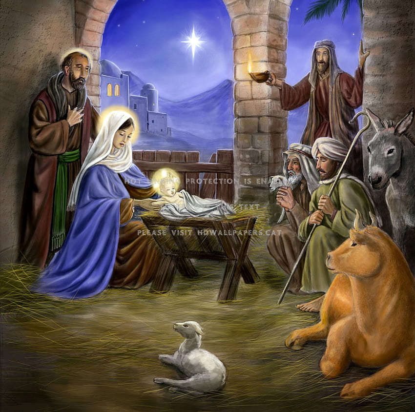 nacimiento del salvador cristo jesus natividad, Navity Scene fondo de pantalla