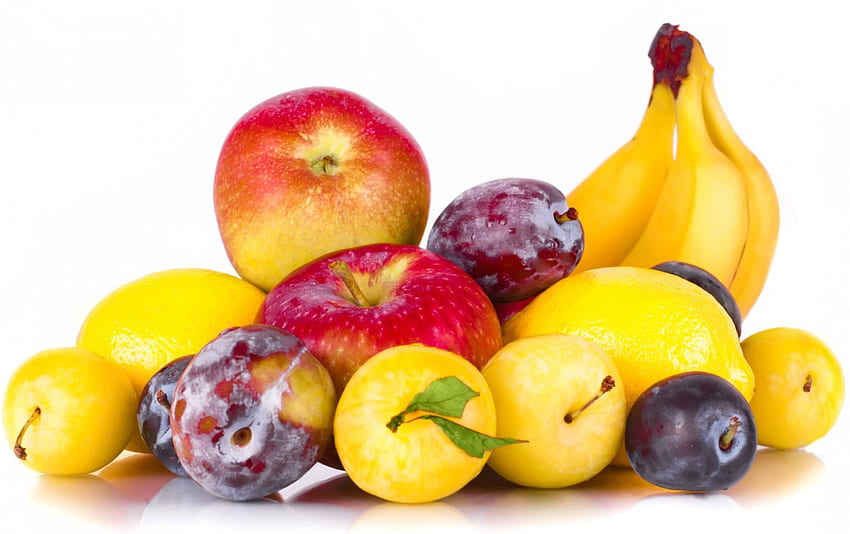*** Obst ***, Äpfel, Früchte, Pflaumen, Lebensmittel, Bananen HD-Hintergrundbild
