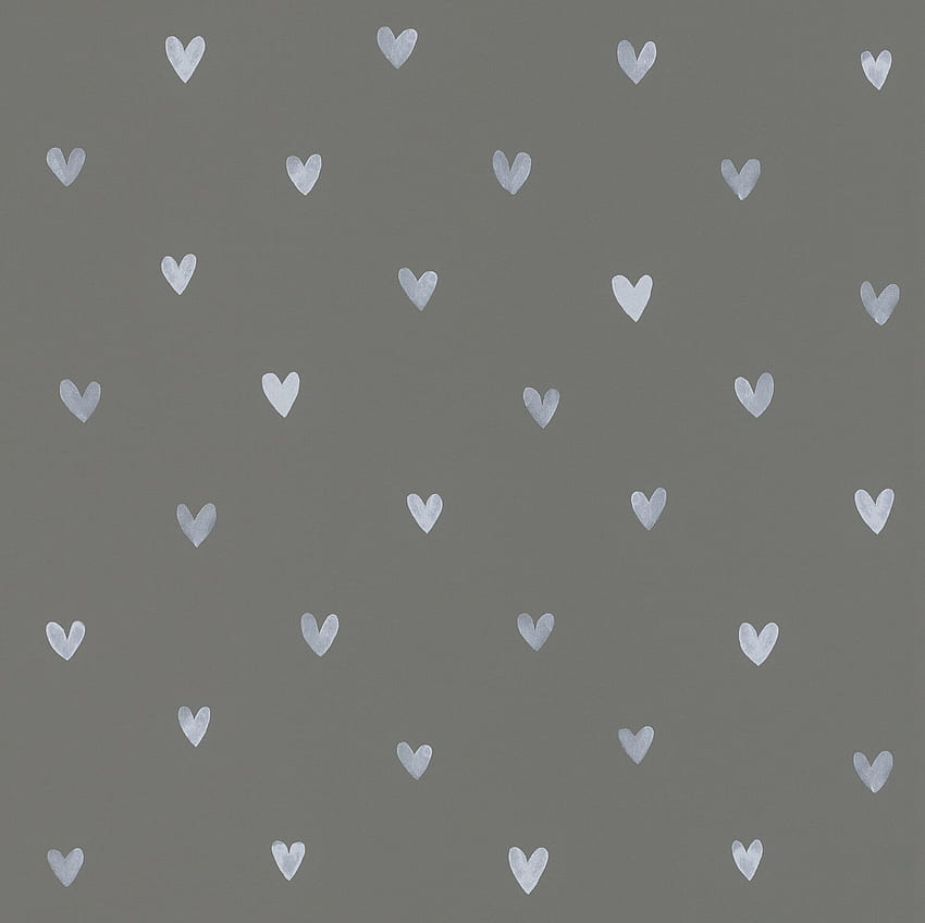 Kids Cute Hearts Dark Grey White Rasch Textil HD wallpaper | Pxfuel