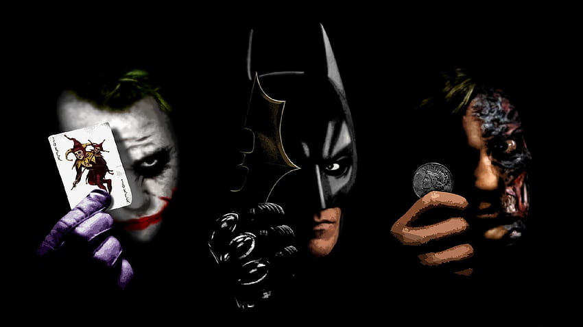 Batman, Black, Coringa, Duas Caras, O Cavaleiro das Trevas, Harvey Dent - papel de parede HD