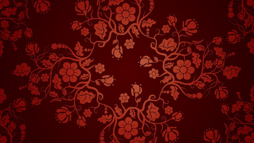 Padrão floral, vermelho, floral, gráficos, vetor, padrão papel de parede HD